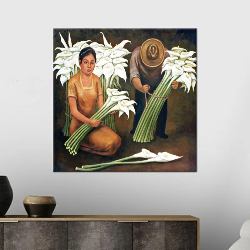 Trendige Leinwand mit weißen Blumen: Elegante Druckkunst für Ihren Raum