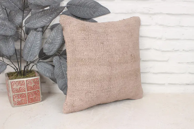 Interior Designer Pillow, 14x14 Brown Cushion Cover, Sustainable Cushion, Ethnical Kilim Rug Pillow, Vintage Kilim Pillow, Pillow - 3