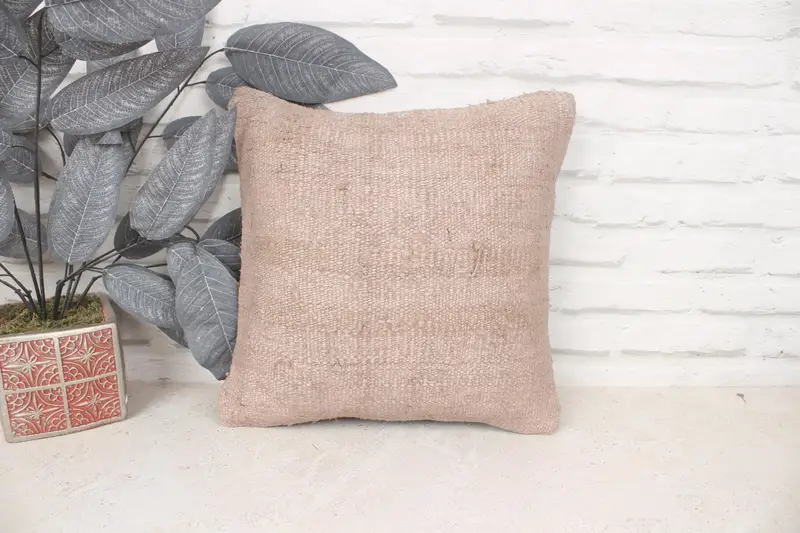 Interior Designer Pillow, 14x14 Brown Cushion Cover, Sustainable Cushion, Ethnical Kilim Rug Pillow, Vintage Kilim Pillow, Pillow - 1