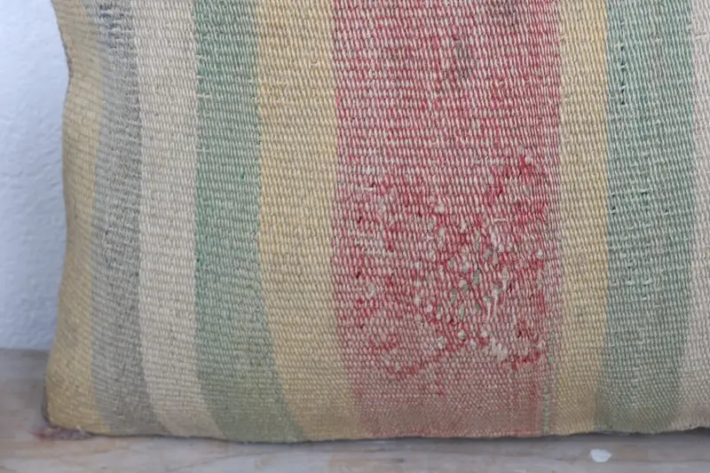 Aesthetic Pillow, 12x20 Green Cushion, Turkish Kilim Pillow, Ethnical Kilim Rug Pillow, Vintage Kilim Pillow, Ikat Cushion, Pillow Case - 3