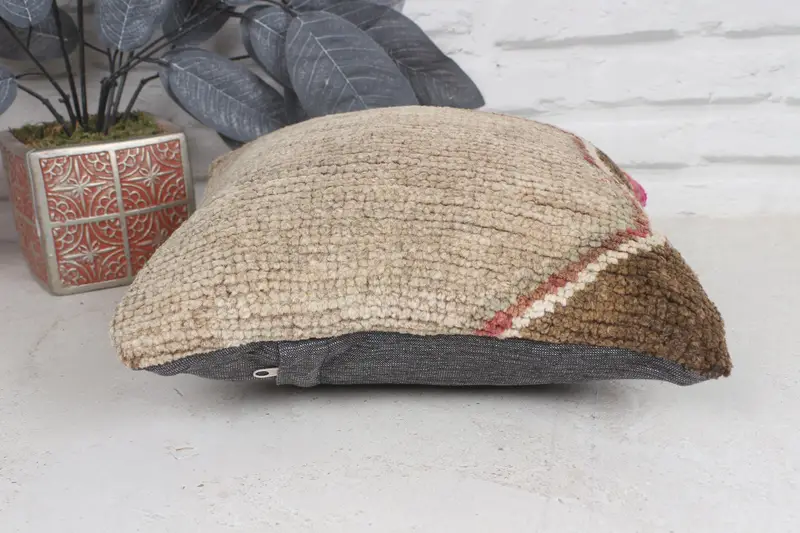 Garden Pillow, Ethnical Kilim Rug Pillow, Kilim Pillow, Vintage Kilim Throw Pillow, 12x12 Brown Cushion, Sofa Cushion, Pillow Cover - 5