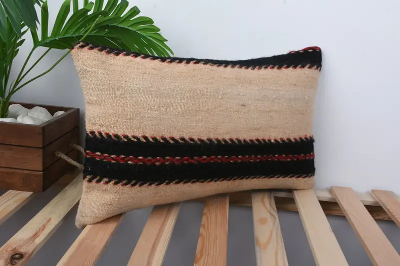 Vintage Pillow, Floor Pillow Case, Antique Pillows, Bolster Pillow Sham, 12x20 Beige Pillow Sham, Cushion, Boho Pillow - 4