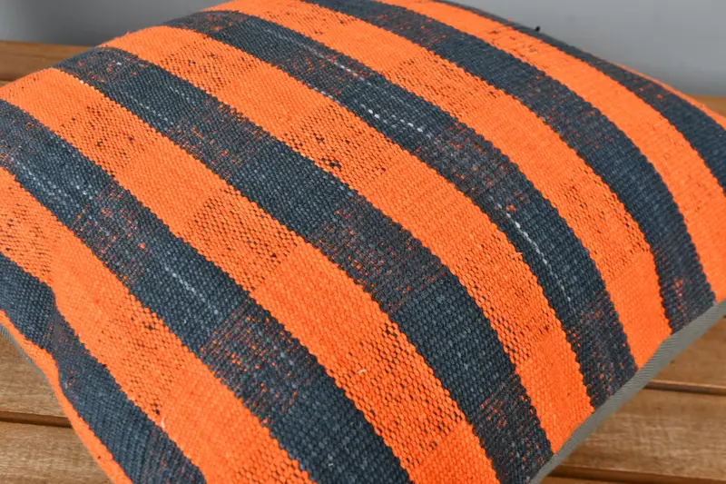 Nautical Throw Pillow, Pillow, Kilim Pillow, Kilim Pillow Cover, Turkish Kilim Pillow, Patio Pillow, 16x16 Orange Pillow Sham, Ethnic Pillow - 4