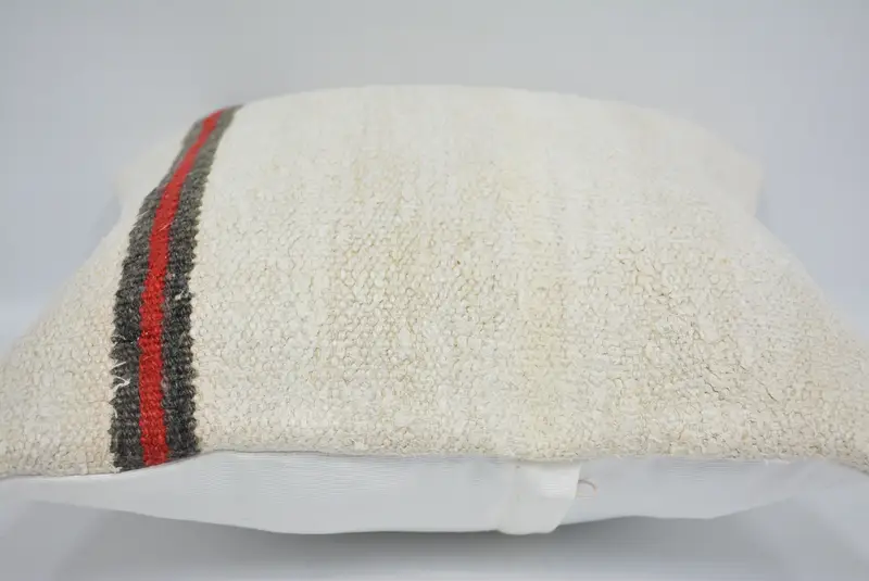 Kilim Pillow, Turkish Kilim Pillow, Retro Pillow Cover, Chair Pillow, Pillow Sham, Pillow for Sofa, One Of A Kind Pillow, 16x16 White Cushion Case - 5