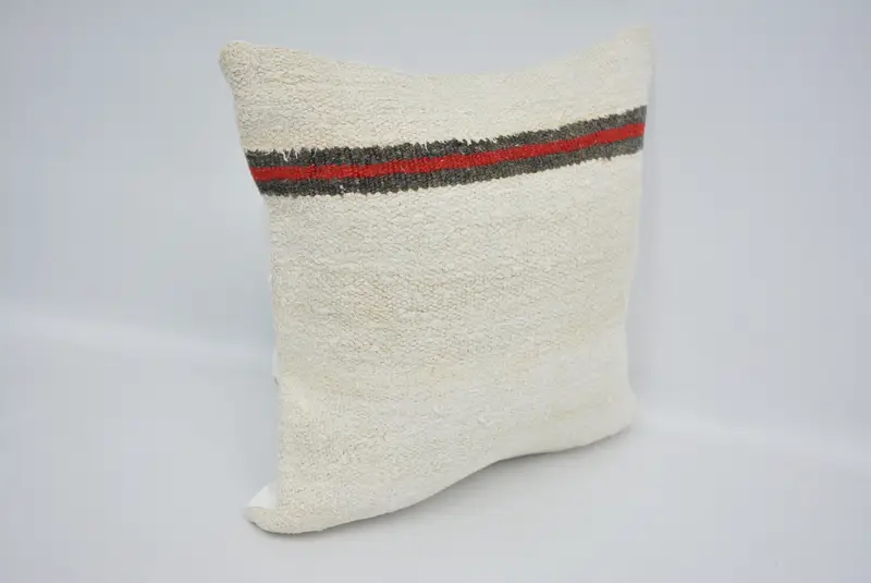 Kilim Pillow, Turkish Kilim Pillow, Retro Pillow Cover, Chair Pillow, Pillow Sham, Pillow for Sofa, One Of A Kind Pillow, 16x16 White Cushion Case - 3