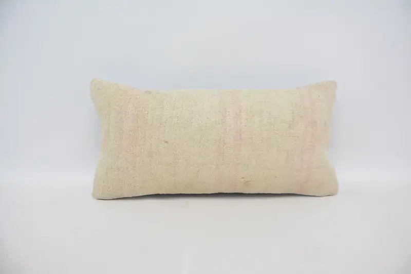 Kilim Cushion Sham, Throw Kilim Pillow, Pillow Cover, Ethnical Kilim Rug Pillow, Retro Pillow Cover, 12x24 Beige Cushion Cover - 1