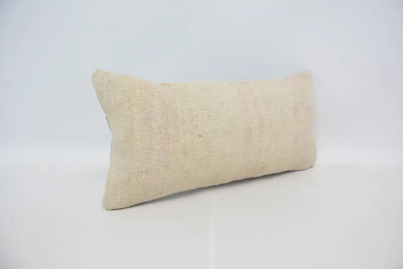 Kilim Cushion Sham, Throw Kilim Pillow, Pillow Cover, Ethnical Kilim Rug Pillow, Retro Pillow Cover, 12x24 Beige Cushion Cover - 3