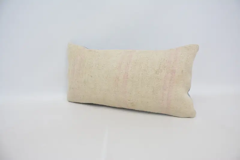 Kilim Cushion Sham, Throw Kilim Pillow, Pillow Cover, Ethnical Kilim Rug Pillow, Retro Pillow Cover, 12x24 Beige Cushion Cover - 4