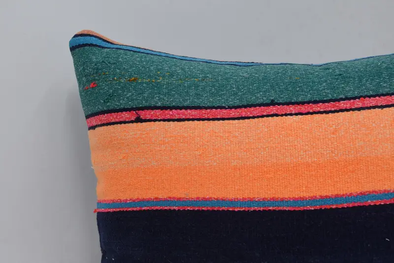 Handmade Kilim Cushion, 18x18 Orange Cushion, Interior Designer Pillow, Sustainable Cushion, Vintage Pillow, Cushion Cover, Seat Pillow Sham - 2