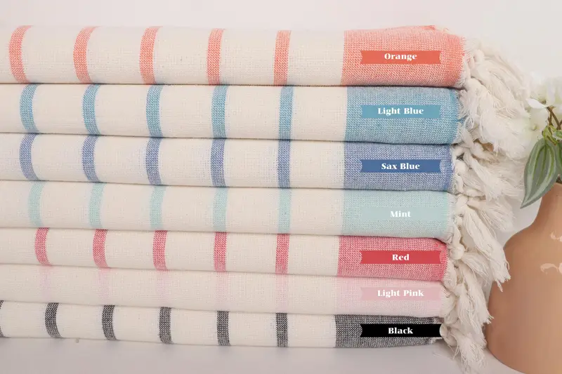 Bathroom Towels, Bachelorette Party Decorations, Bridal Gifts, 36x18 Cotton Striped Towel, Guest Towel, Monogram Kitchen Towel, Wedding Favors - 1