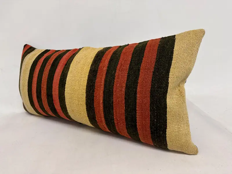 Turkish Kilim Pillow, Handmade Kilim Cushion, 16x36 Brown Pillow, Floor Cushion, Vintage Pillow, Pillow Cover, Turkish Corner Pillow - 4