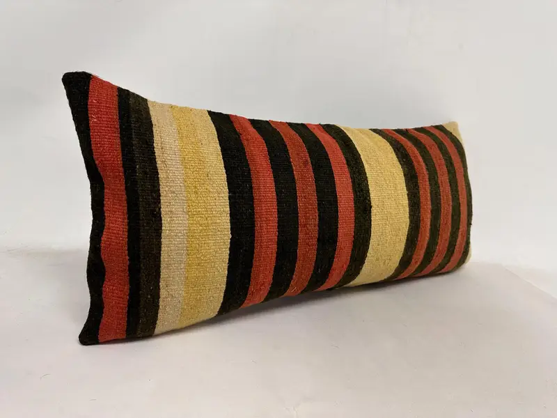 Turkish Kilim Pillow, Handmade Kilim Cushion, 16x36 Brown Pillow, Floor Cushion, Vintage Pillow, Pillow Cover, Turkish Corner Pillow - 3
