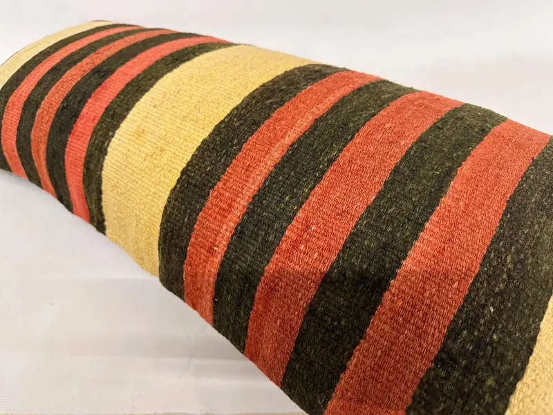 Turkish Kilim Pillow, Handmade Kilim Cushion, 16x36 Brown Pillow, Floor Cushion, Vintage Pillow, Pillow Cover, Turkish Corner Pillow - 6