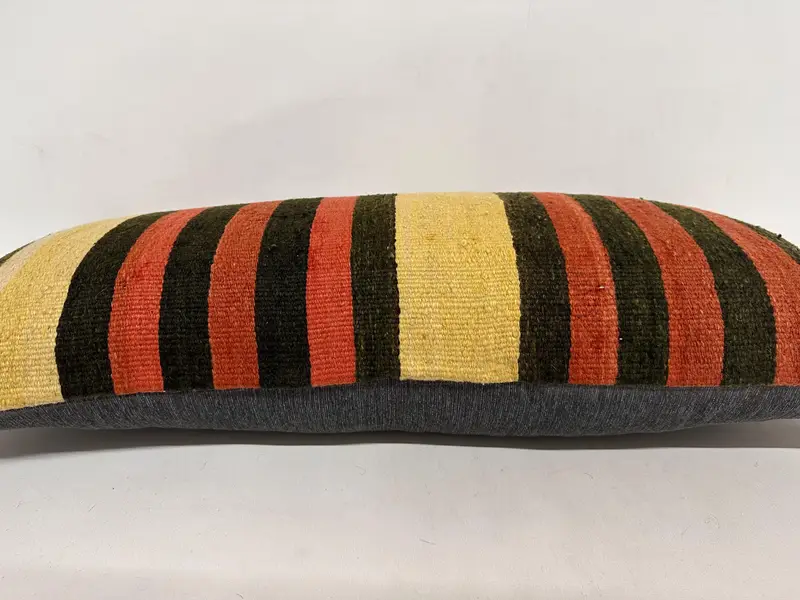 Turkish Kilim Pillow, Handmade Kilim Cushion, 16x36 Brown Pillow, Floor Cushion, Vintage Pillow, Pillow Cover, Turkish Corner Pillow - 5