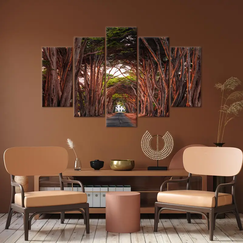 Fairytale Trees Art, Tree Path Canvas, Cypress Tree Tunnel, Tree Tunnel Artwork, Tree View Canvas, Tree Scenery Art, California Art, - 3