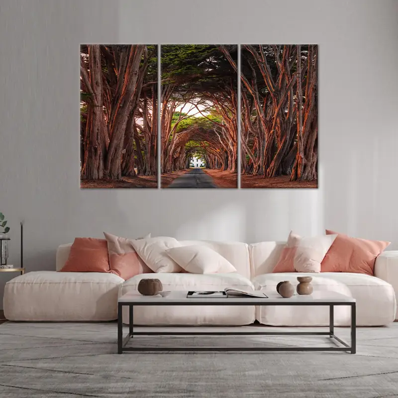 Fairytale Trees Art, Tree Path Canvas, Cypress Tree Tunnel, Tree Tunnel Artwork, Tree View Canvas, Tree Scenery Art, California Art, - 10