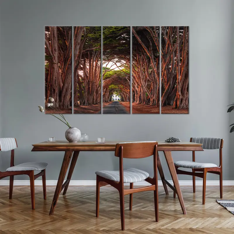 Fairytale Trees Art, Tree Path Canvas, Cypress Tree Tunnel, Tree Tunnel Artwork, Tree View Canvas, Tree Scenery Art, California Art, - 2