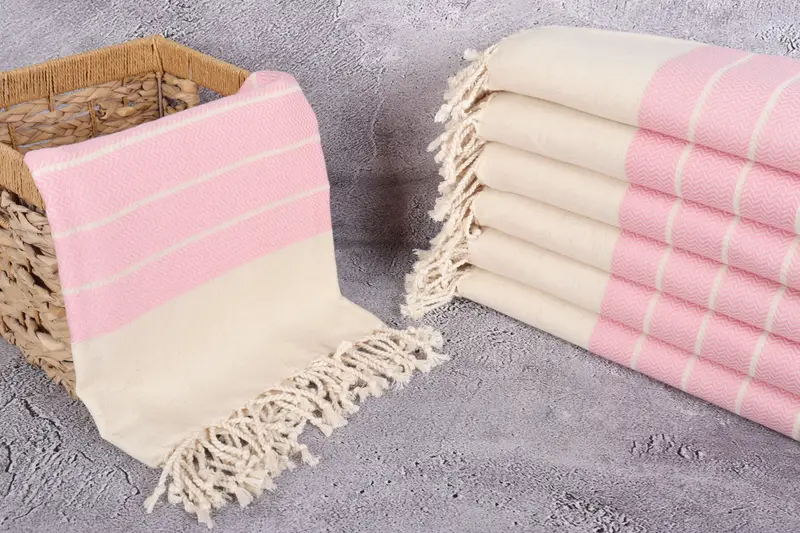 Hammam towel, Beach towel, Soft organic Turkish peshtemal for luxury spa use, Lightweight Turkish towel, 68x40 Linen Zig zag Towel, Gift Boxes Towel - 3
