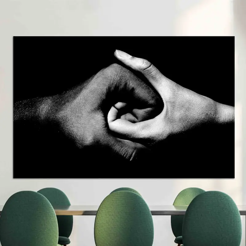 オフィス用のモチベーションを高める白黒ハンドキャンバスプリント