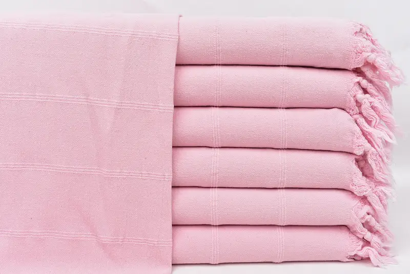 Custom Embroidered Hand Towel, Pink, Beige, Turkish Cotton, 22x36 Inches
