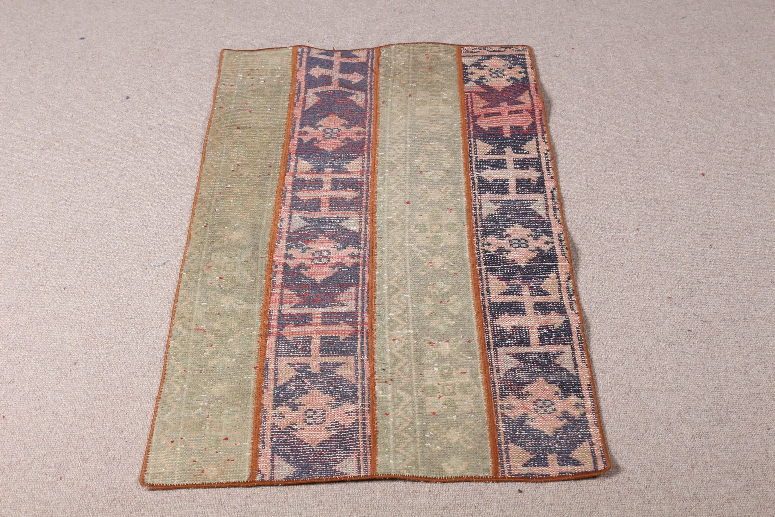 Vintage Turkish Rug, 2.3x3.9 ft Small Rug, Blue Red Moroccan Rug - 1