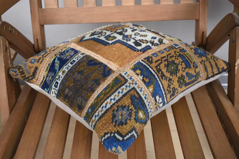 Kilim Pillow, Crochet Pattern Cushion, Interior Designer Pillow, Pillow, Turkish Pillow, 14x14 Brown Pillow Sham, Pastel Pillow Case - 4