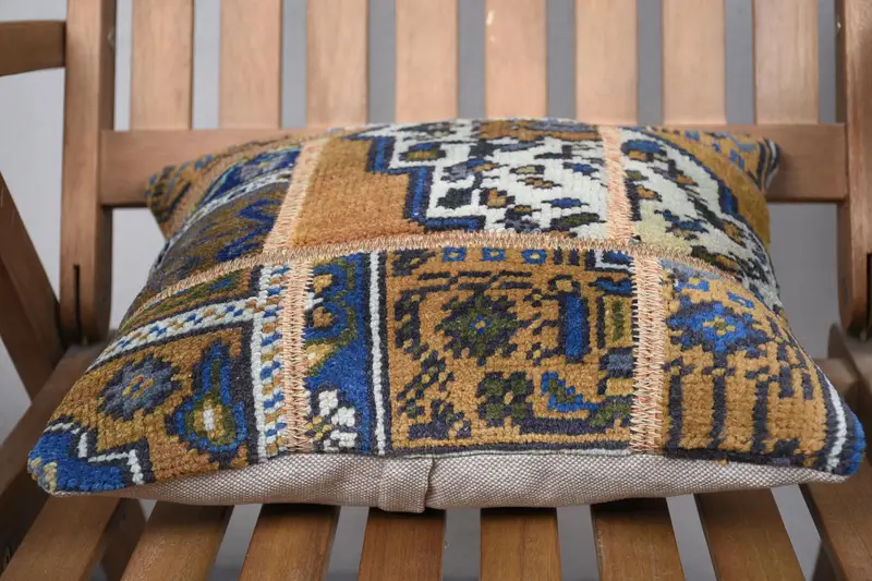 Kilim Pillow, Crochet Pattern Cushion, Interior Designer Pillow, Pillow, Turkish Pillow, 14x14 Brown Pillow Sham, Pastel Pillow Case - 5