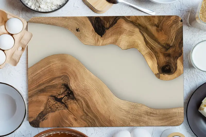 強化安全性を備えた木目調プリントガラスまな板