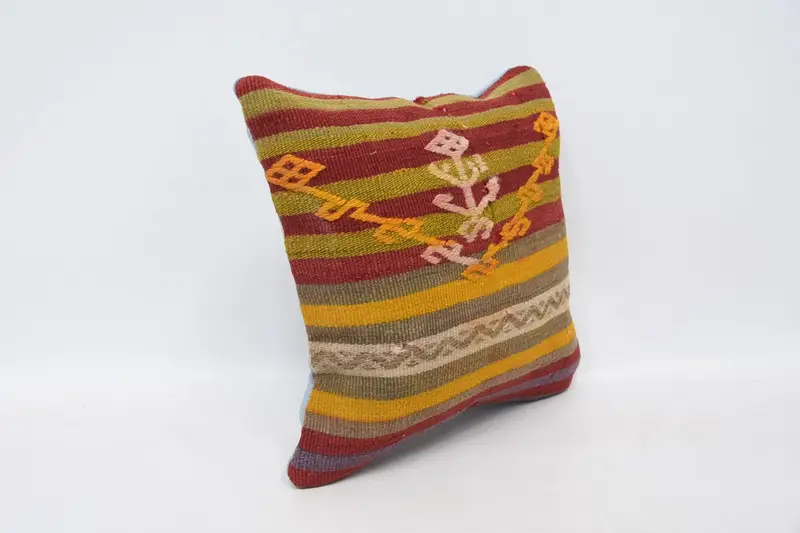 12x12 Red Pillow Cover, Vintage Kilim Pillow, Southwestern Pillow, Turkish Pillow, Christmas Pillow Sham, Pillow, Gift Pillow - 3