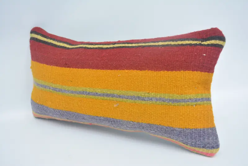Rustic Pillow Case, Handmade Kilim Cushion, Home Decor Pillow, Pillow, Wool Kilim Pillow Pillow, Kilim Pillow Cover, 8x16 Red Pillow Sham - 4