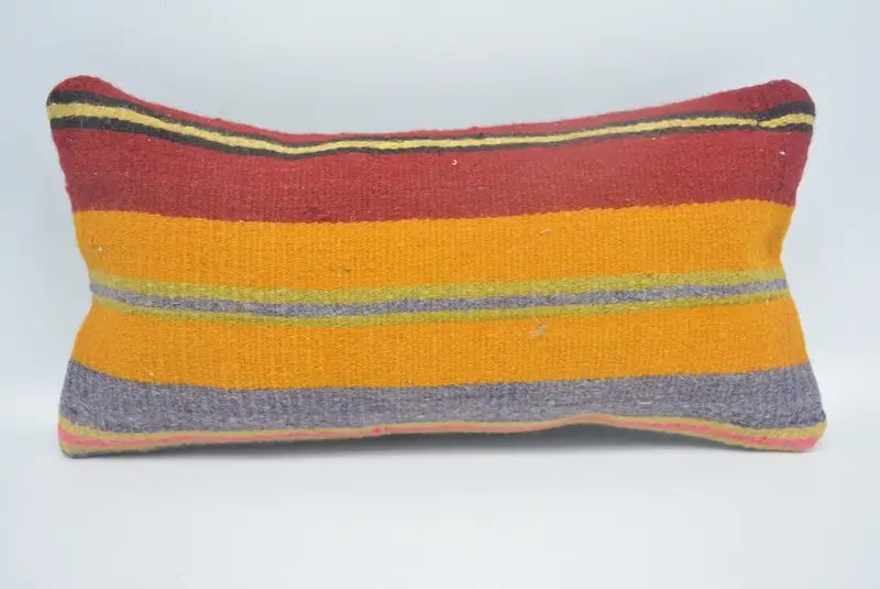 Rustic Pillow Case, Handmade Kilim Cushion, Home Decor Pillow, Pillow, Wool Kilim Pillow Pillow, Kilim Pillow Cover, 8x16 Red Pillow Sham - 1