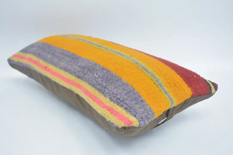 Rustic Pillow Case, Handmade Kilim Cushion, Home Decor Pillow, Pillow, Wool Kilim Pillow Pillow, Kilim Pillow Cover, 8x16 Red Pillow Sham - 6