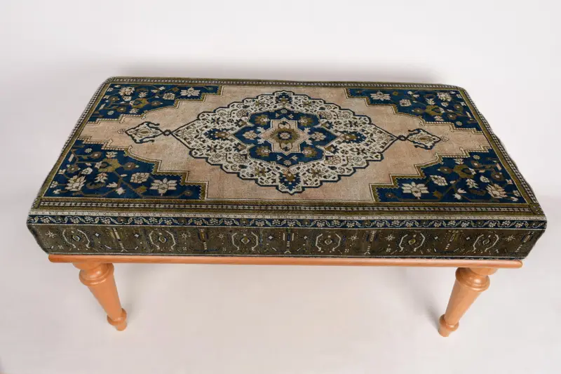 Modüler Yeşil & Bronz Kilimden Esinlenmiş Osmanlı, Yün Karışımlı Koltuk Takımı