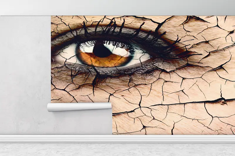 Papierwandkunst, abstrakte Augenwandkunst, helles Handypapier, modernes Handypapier, Auge -Handy -Papier, Mural aus trockenem Auge, moderner Wanddruck, - 1
