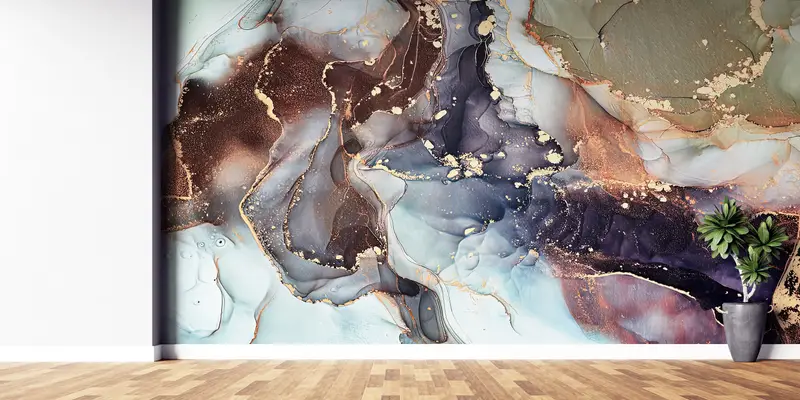 Zarif Baskılı Duvar Kağıdı: Soyut Mermer Lüks Altın Pırıltılı