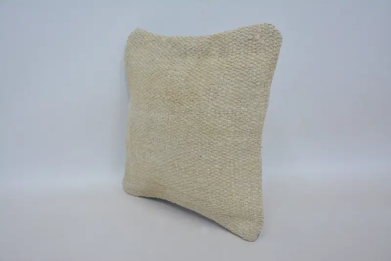 Boho Pillow Sham Cover, 12x12 Beige Cushion Cover, Handmade Kilim Cushion, Anatolian Pillow Sham, Cushion Cover, Gift Pillow - 4