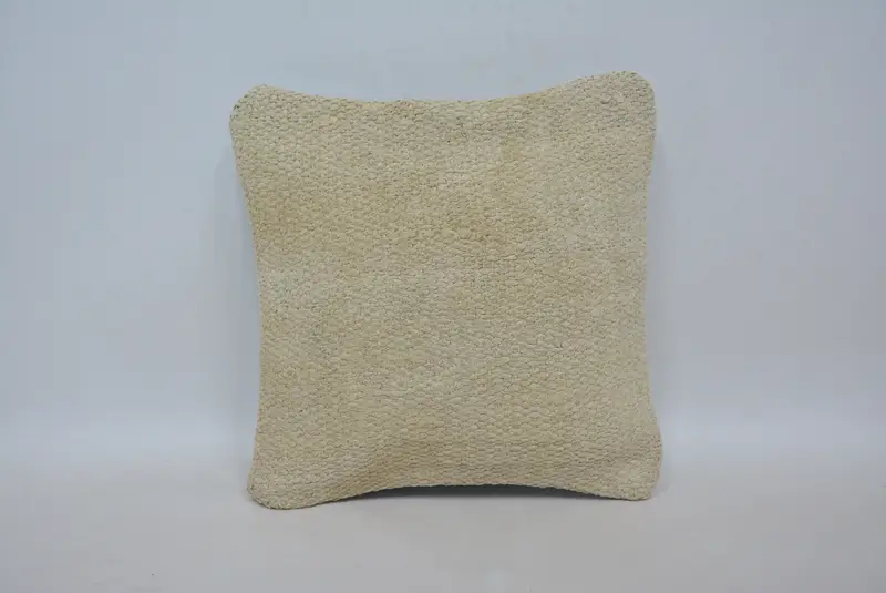 Boho Pillow Sham Cover, 12x12 Beige Cushion Cover, Handmade Kilim Cushion, Anatolian Pillow Sham, Cushion Cover, Gift Pillow - 1