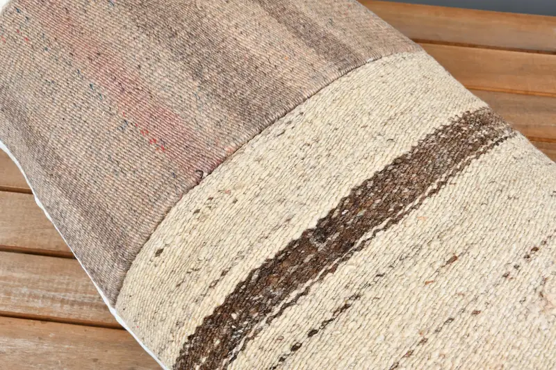 Turkish Pillow, 16x48 Beige Pillow Sham, Vintage Kilim Pillow, Bed Pillow Cover, Throw Kilim Pillow, Cushion Case, Cotton Pillow Sham - 4