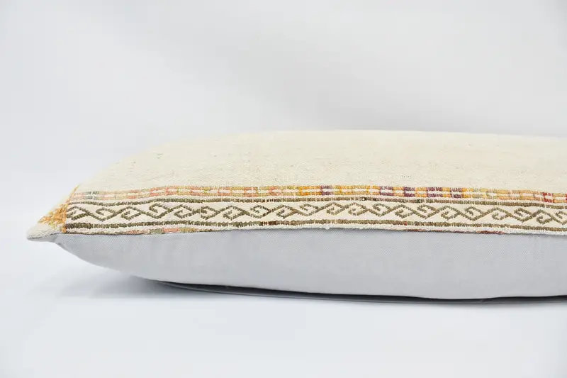Turkish Kilim Pillow, Patio Pillow Case, Office Chair Cushion Cover, Pillow Cover, Kilim Pillow Cover, 16x48 White Cushion Case, Gift Pillow - 5