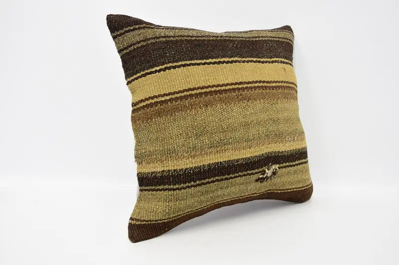 Cushion Cover, Chair Pillow Sham, Comfy Throw Pillow, Kilim Pillow, Home Decor Pillow, 16x16 Brown Cushion Case, Patio Cushion Case, Boho Pillow - 3