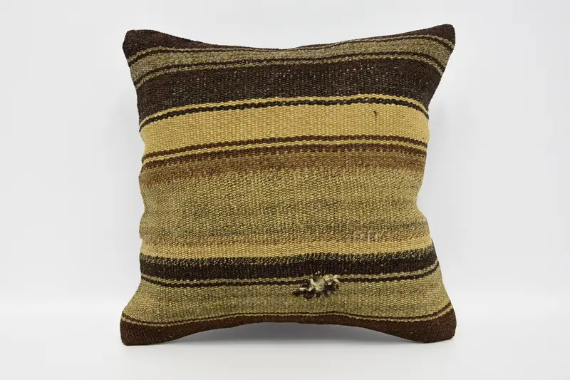 Cushion Cover, Chair Pillow Sham, Comfy Throw Pillow, Kilim Pillow, Home Decor Pillow, 16x16 Brown Cushion Case, Patio Cushion Case, Boho Pillow - 1