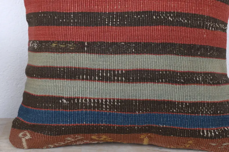Interior Designer Pillow, Vintage Kilim Pillow, Cotton Cushion Cover, 16x16 Red Pillow Sham, Ethnical Kilim Rug Pillow, Tribal Cushion, Cushion Case - 3