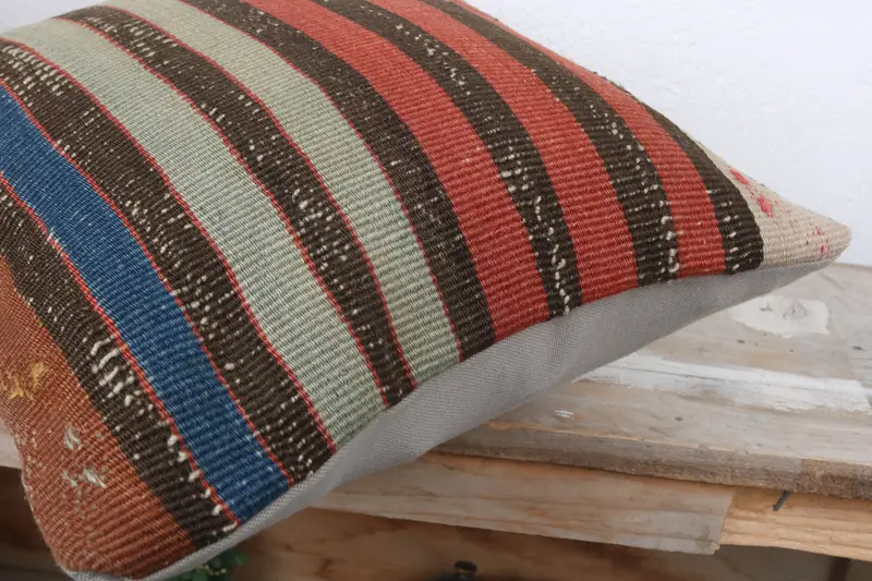 Interior Designer Pillow, Vintage Kilim Pillow, Cotton Cushion Cover, 16x16 Red Pillow Sham, Ethnical Kilim Rug Pillow, Tribal Cushion, Cushion Case - 6