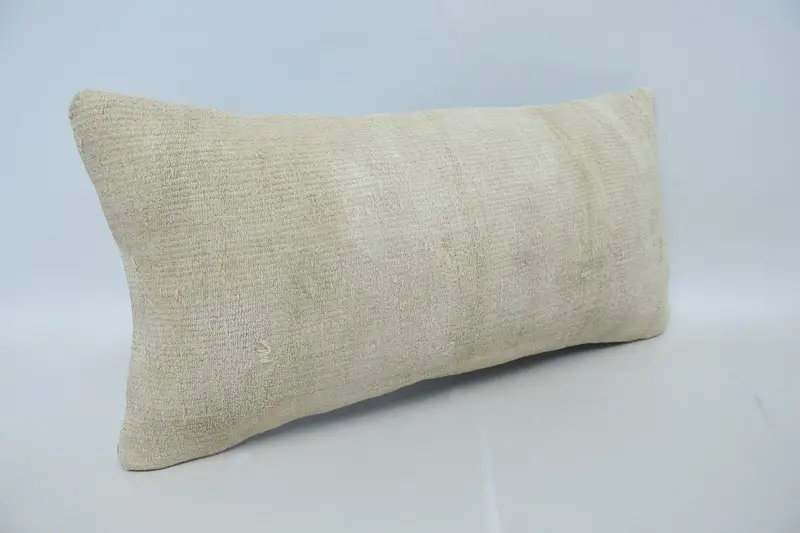 Cushion Cover, Vintage Pillow, Kilim Cushion Sham, 12x24 Beige Pillow Cover, Vintage Kilim Throw Pillow, Kilim Rug Cushion Case, Pastel Pillow Case - 3