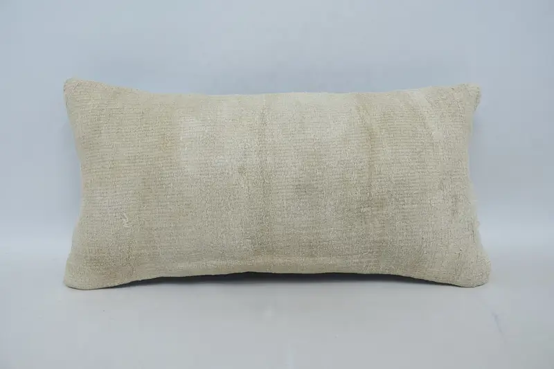 Cushion Cover, Vintage Pillow, Kilim Cushion Sham, 12x24 Beige Pillow Cover, Vintage Kilim Throw Pillow, Kilim Rug Cushion Case, Pastel Pillow Case - 1