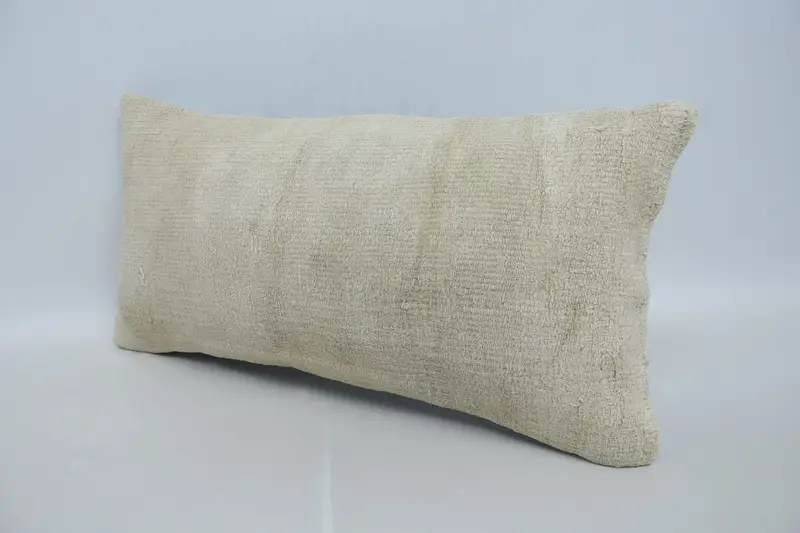 Cushion Cover, Vintage Pillow, Kilim Cushion Sham, 12x24 Beige Pillow Cover, Vintage Kilim Throw Pillow, Kilim Rug Cushion Case, Pastel Pillow Case - 4