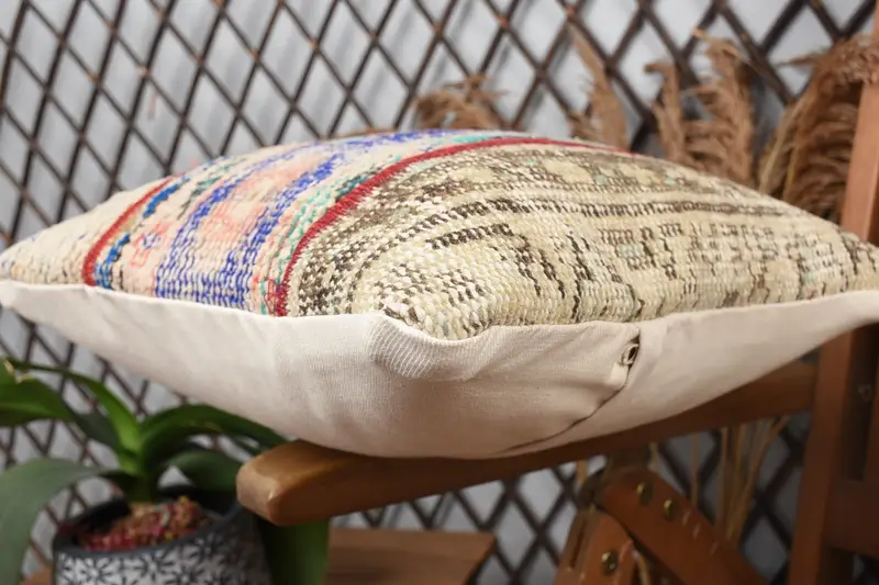 14x14 Blue Cushion Cover, Christmas Cushion, Handmade Kilim Cushion, Pillow Sham, Toss Pillow Sham, Gift Pillow, Turkish Pillow - 6