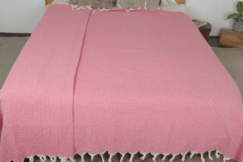 Woven Throw Blanket, Custom Blanket, Couch Throw, Turkish Towel Blanket, Tablecloth, Best Friend Wedding Gift, 76x64 Cotton Zig zag Towel - 8