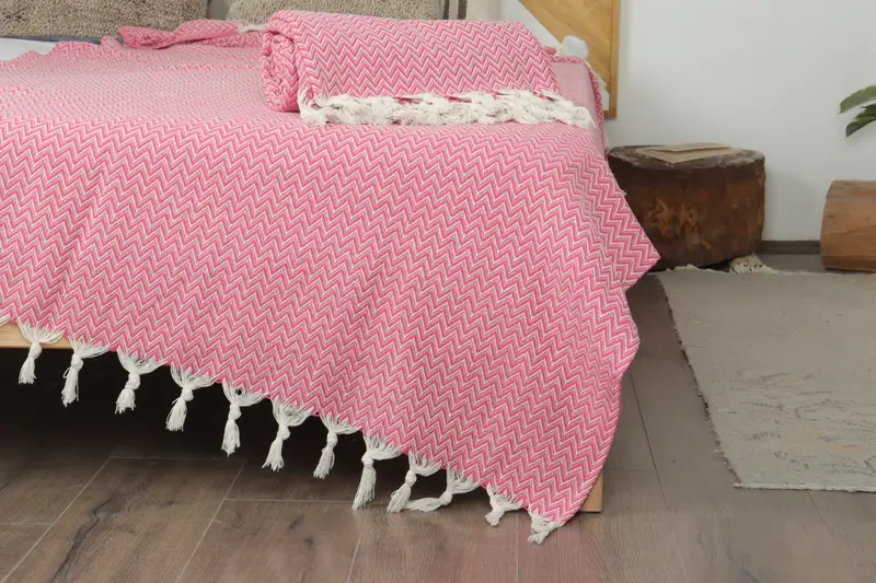 Woven Throw Blanket, Custom Blanket, Couch Throw, Turkish Towel Blanket, Tablecloth, Best Friend Wedding Gift, 76x64 Cotton Zig zag Towel - 7