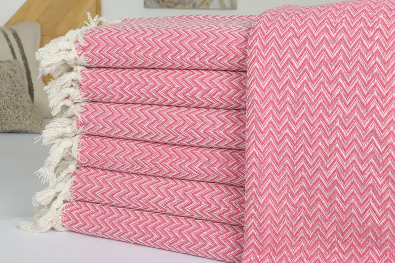 Woven Throw Blanket, Custom Blanket, Couch Throw, Turkish Towel Blanket, Tablecloth, Best Friend Wedding Gift, 76x64 Cotton Zig zag Towel - 2